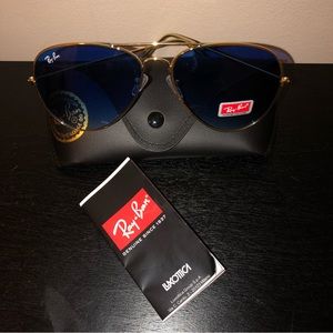 Ray-Ban Aviators Blue FlashSize-62•14,Blue/Gold-Toned Sun Glasses from Luxottica